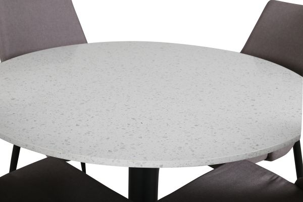 Imagine Razzia Dining Table 106cm -White Terazzo / Black +Leone 2.0 Polar Grey - BLACK Legs _4