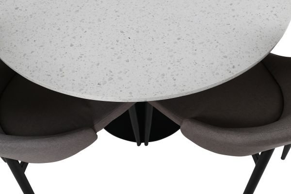 Imagine Razzia Dining Table 106cm -White Terazzo / Black +Leone 2.0 Polar Grey - BLACK Legs _4