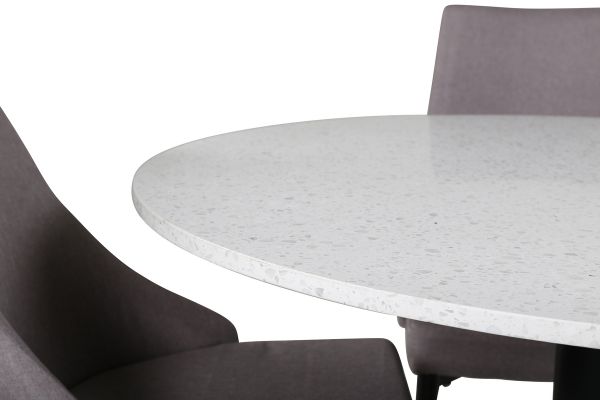 Imagine Razzia Dining Table 106cm -White Terazzo / Black +Leone 2.0 Polar Grey - BLACK Legs _4