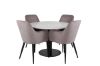 Imagine Masa de dining Razzia de 106 cm - Terazzo alb / Negru + Scaun de dining Comfort - Picioare negre / Cordon de catifea roz prafos _4