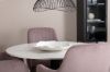 Imagine Masa de dining Razzia de 106 cm - Terazzo alb / Negru + Scaun de dining Comfort - Picioare negre / Cordon de catifea roz prafos _4