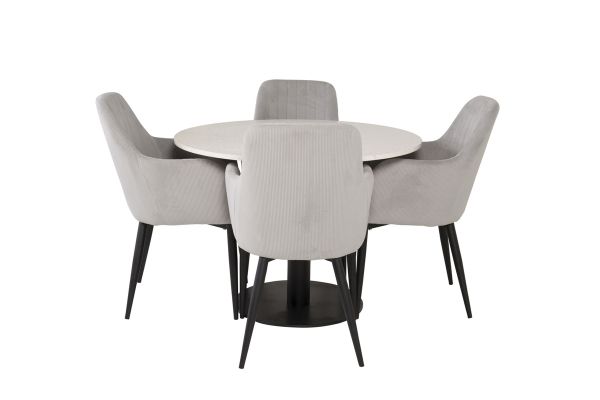 Imagine Vă rugăm să traduceți complet Tabelul de dining Razzia 106cm - Terazzo alb / Negru + Scaun de dining Comfort - Picioare negre / Catifea gri deschis _4