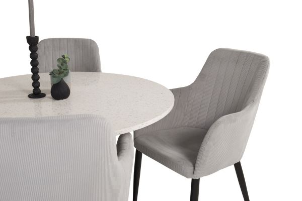 Imagine Vă rugăm să traduceți complet Tabelul de dining Razzia 106cm - Terazzo alb / Negru + Scaun de dining Comfort - Picioare negre / Catifea gri deschis _4