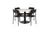 Imagine Masa de dining Razzia 106cm - Terazzo alb / Negru + 4 scaune de dining Polly - Negru / Negru