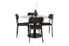 Imagine Masa de dining Razzia 106cm - Terazzo alb / Negru + 4 scaune de dining Polly - Negru / Negru