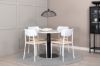 Imagine Masa de dining Razzia de 106cm - Terazzo alb / negru + 4 scaune de dining Polly - alb / natura