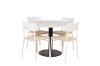 Imagine Masa de dining Razzia de 106cm - Terazzo alb / negru + 4 scaune de dining Polly - alb / natura