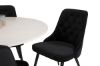 Imagine Masa de dining Razzia 106cm - Terazzo alb / negru - Scaun de dining Velvet Deluxe - picioare negre / catifea neagra 4