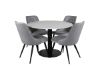 Imagine Masă de dining Razzia 106cm - Terazzo alb / Fotoliu de dining Velvet Deluxe - Picioare negre / Catifea gri deschis_4