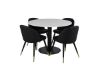 Imagine Masa de dining Razzia 106cm - Terazzo alb / scaun de dining negru+velvet cu brate din alama si cusaturi in spate - Negru / PU _4