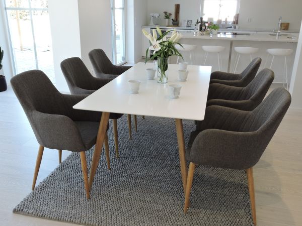 Imagine Masa de dining Polar - Ek-Look / Alb - 180*90*H75 + Scaun de dining Comfort - Stejar/Gri Închis_6