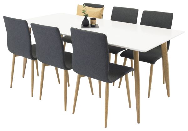 Imagine Masa de dining Polar - Ek-Look / Alb - 180*90*H75 + Scaun de dining Windu - Ek-Look / Gri Inchis _6