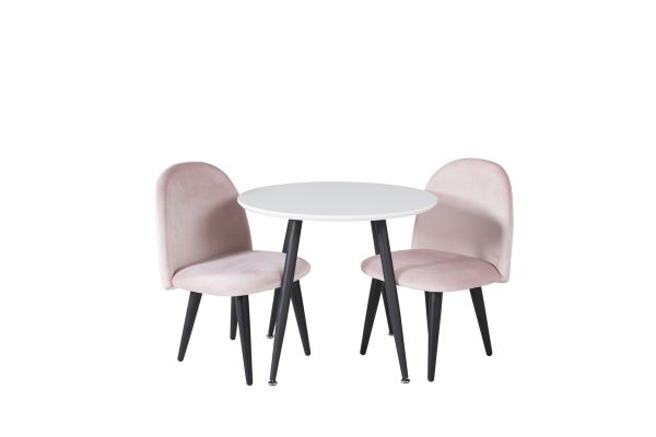 Imagine Plaza RoundDining Table ø60 XXS - Alb / Negru + Scaun de Dining Velvet XXS - Roz