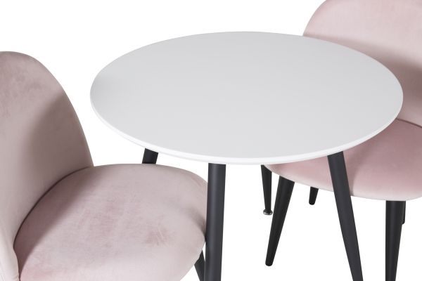 Imagine Plaza RoundDining Table ø60 XXS - Alb / Negru + Scaun de Dining Velvet XXS - Roz