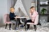 Imagine Plaza RoundDining Table ø60 XXS - Alb / Negru + Scaun de Dining Velvet XXS - Roz