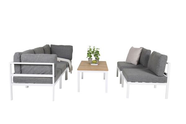 Imagine Traduceți complet Copacabana Corner Part - White Alu / Grey Cushion+Masa de canapea Brasilia 60*110*55