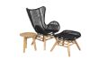 Imagine Tingeling Lounge Chair inc. Stool - Scaun cu șezlong Negru din Sfoară / Acacia + Masă laterală Chania - ø40