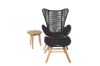 Imagine Tingeling Lounge Chair inc. Stool - Scaun cu șezlong Negru din Sfoară / Acacia + Masă laterală Chania - ø40