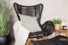 Imagine Tingeling Lounge Chair inc. Stool - Scaun cu șezlong Negru din Sfoară / Acacia + Masă laterală Chania - ø40