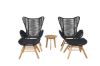 Imagine Tingeling Lounge Chair inc. Stool - Black Rope / Acacia+Chania Side Table - ø40