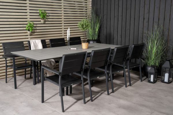 Imagine Tabel de dining Levels 160/240*90 - Aluminiu Negru / Aintwood Gri + Scaun Levels (stacka