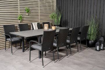 Imagine Vă rugăm să traduceți complet Niveluri Masă de 160/240*90 - Alu Negru / Grey Aintwood + Scaun de Braț Anna (stac