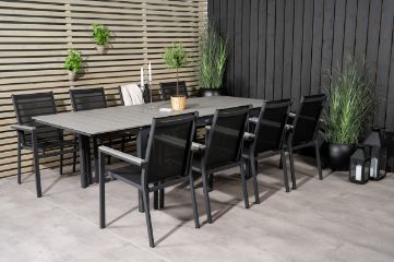 Imagine Tabel de dining Levels 160/240*90 - Alu Negru / Gri Aintwood + Scaun de brate Parma (sta