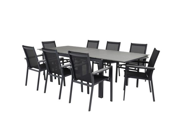 Imagine Tabel de dining Levels 160/240*90 - Alu Negru / Gri Aintwood + Scaun de brate Parma (sta