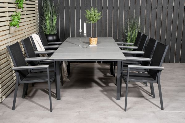 Imagine Tabel de dining Levels 160/240*90 - Alu Negru / Gri Aintwood + Scaun de brate Parma (sta