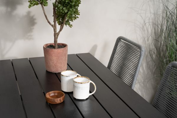 Imagine Masa de cafea Denver 120*70 - Aluminiu negru / Aintwood negru + scaun de dining Lindos - Negru