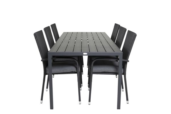 Imagine Masa de dining Break - 205*90 - Alu negru/Ainwood negru + Scaun cu brat Anna (suprapunere)