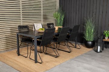 Imagine Masa de dining Break - 205*90 - Alu negru / Aintwood negru + Scaun Bois - Negru A