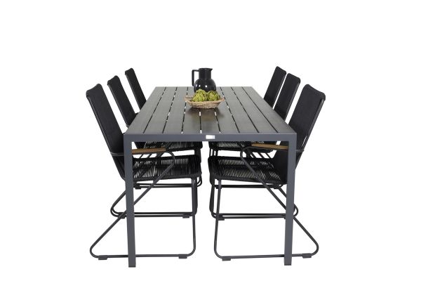 Imagine Masa de dining Break - 205*90 - Alu negru / Aintwood negru + Scaun Bois - Negru A