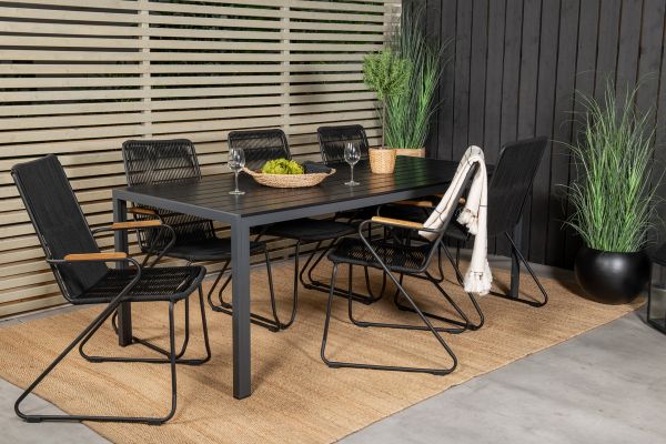 Imagine Masa de dining Break - 205*90 - Alu negru / Aintwood negru + Scaun Bois - Negru A