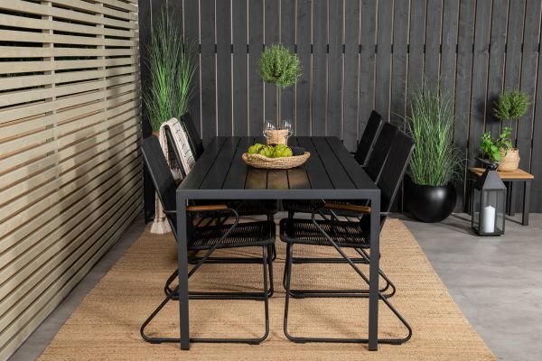 Imagine Masa de dining Break - 205*90 - Alu negru / Aintwood negru + Scaun Bois - Negru A