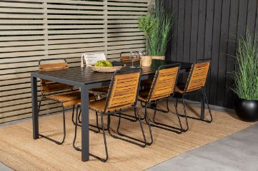 Imagine Masa de dining Break - 205*90 - Alu negru / Aintwood negru + Scaun de dining din lemn - Negru