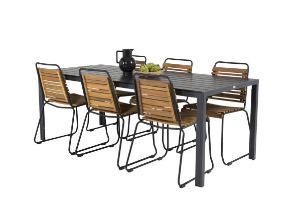 Imagine Masa de dining Break - 205*90 - Alu negru / Aintwood negru + Scaun de dining din lemn - Negru