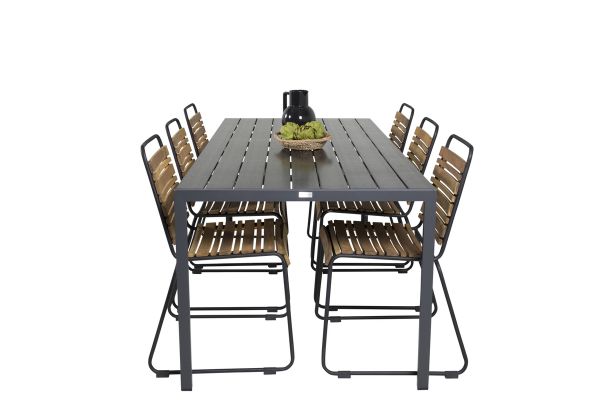 Imagine Masa de dining Break - 205*90 - Alu negru / Aintwood negru + Scaun de dining din lemn - Negru