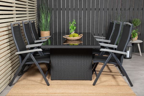 Imagine Masa de Dining Padova 200*100 - Negru + Scaun Albany 5:poz - Aluminiu Negru / Textil Negru