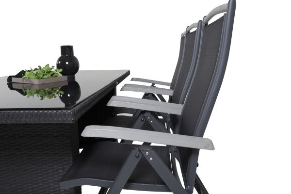 Imagine Masa de Dining Padova 200*100 - Negru + Scaun Albany 5:poz - Aluminiu Negru / Textil Negru