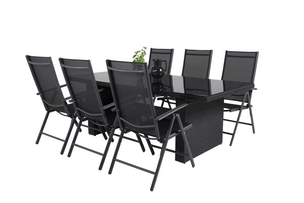 Imagine Masa de dining Padova 200*100 - Negru + 5 scaune Break 5:pos - Aluminiu negru / Text negru