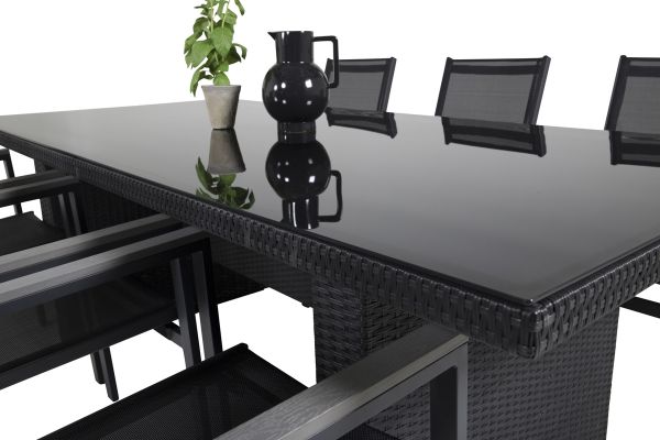 Imagine Masa de dining Padova 200*100 - Negru + Scaun Parma (empilabil) - Aluminiu negru / B