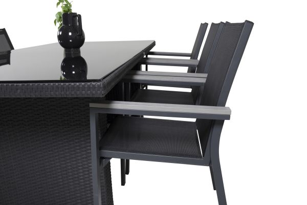 Imagine Masa de dining Padova 200*100 - Negru + Scaun Parma (empilabil) - Aluminiu negru / B