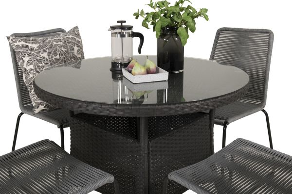 Imagine Tabel de dining Volta - Negru - ø90+ Scaun de dining Lindos - Negru/Gri_4