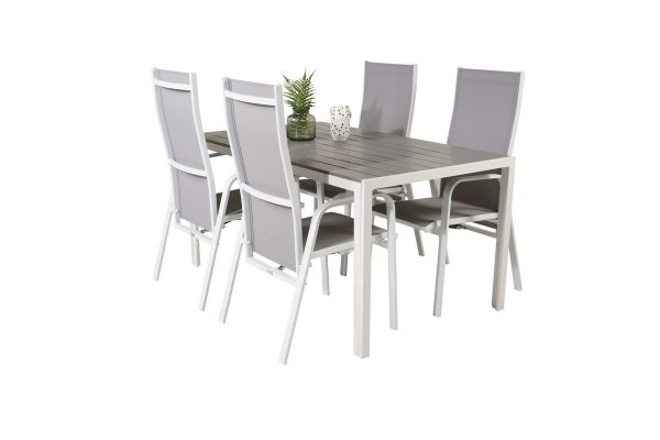 Imagine Masa de dining Break - Aluminiu alb / Aintwood gri - 150*90+ Scaun reclinabil Copacabana