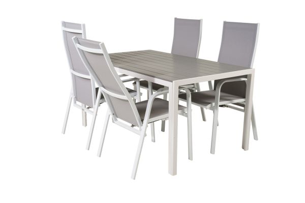 Imagine Masa de dining Break - Aluminiu alb / Aintwood gri - 150*90+ Scaun reclinabil Copacabana