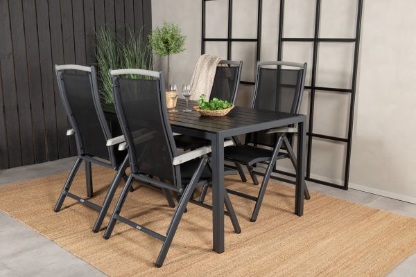 Imagine Masa de dining Break - 150*90 Aluminiu Negru / Lemn Aintwood Negru + Scaun Albany 5:poz - Negru