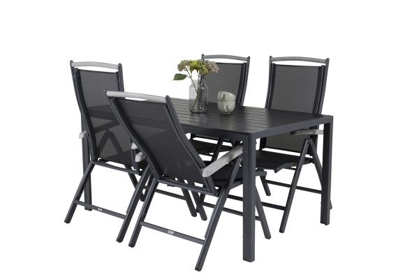 Imagine Masa de dining Break - 150*90 Aluminiu Negru / Lemn Aintwood Negru + Scaun Albany 5:poz - Negru