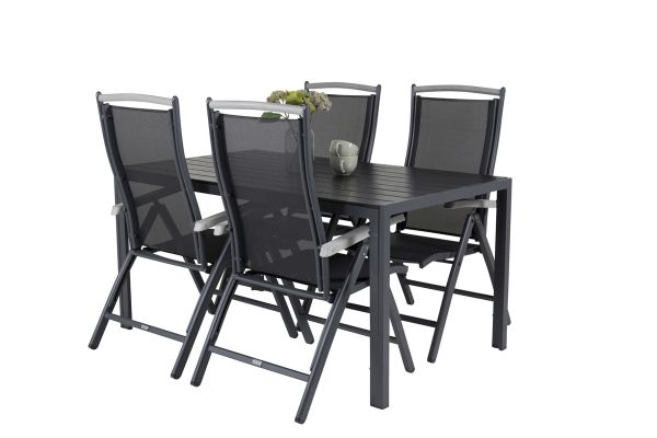 Imagine Masa de dining Break - 150*90 Aluminiu Negru / Lemn Aintwood Negru + Scaun Albany 5:poz - Negru