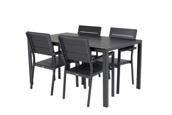 Imagine Masa de dining Break - 150*90 Alu negru / Blak Aintwood + Scaun Levels (stivuibil)